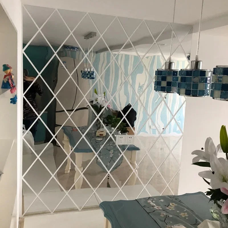 Espelho 3D Acrílico Auto-Adesivo para Decoração de Parede