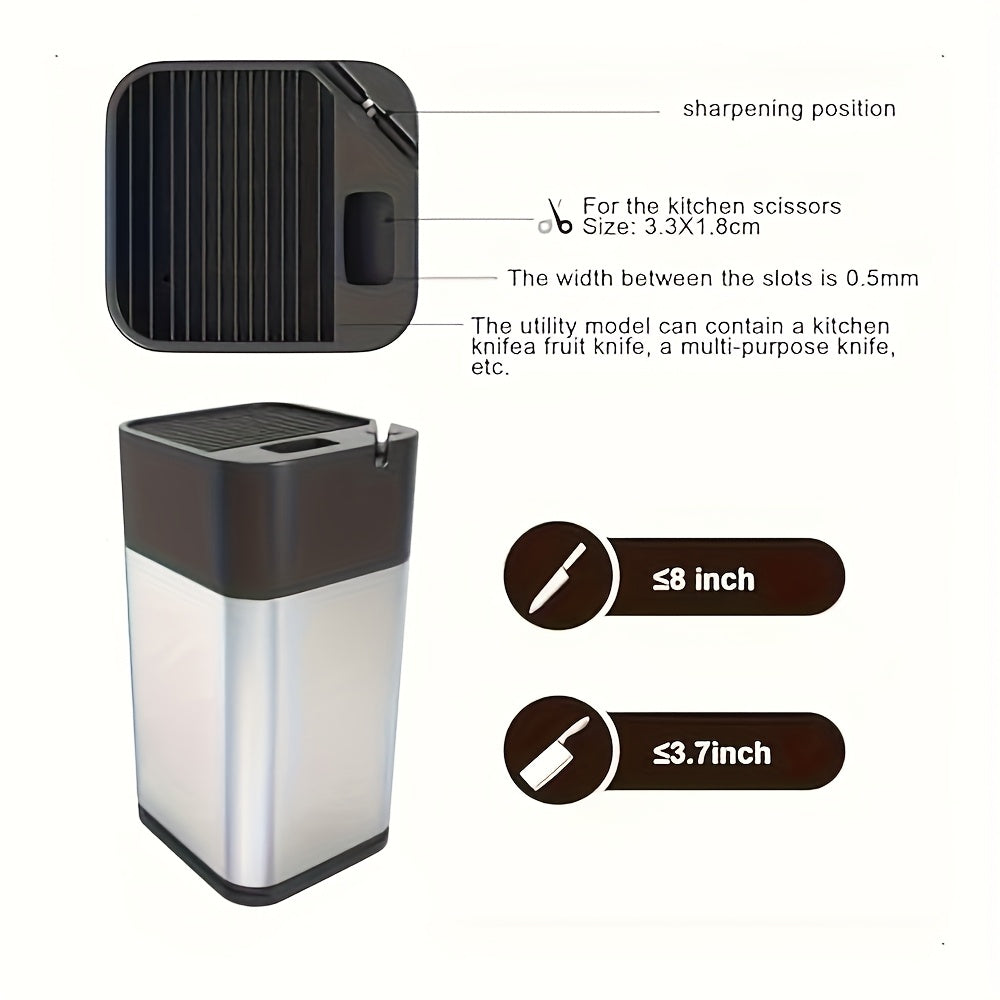 Knife Holder with a Sharpener | Stainless Steel Design Multifunctional Storage Rack for Kitchen | Suitable for Kitchen Knives And Scissors, Non-Slip Knife Storage Rack for Countertops