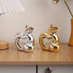 Estátua de Coração em Cerâmica Metálica de Luxo Leve com Abertura em Forma de Maçã | Material Cerâmico, Superfície Brilhante, Ideal para Vários Tipos de Divisões, Adequado para Uso Interior e Exterior, Perfeito para Decoração de Natal, Páscoa, Hanukkah, Ação de Graças, Dia dos Namorados