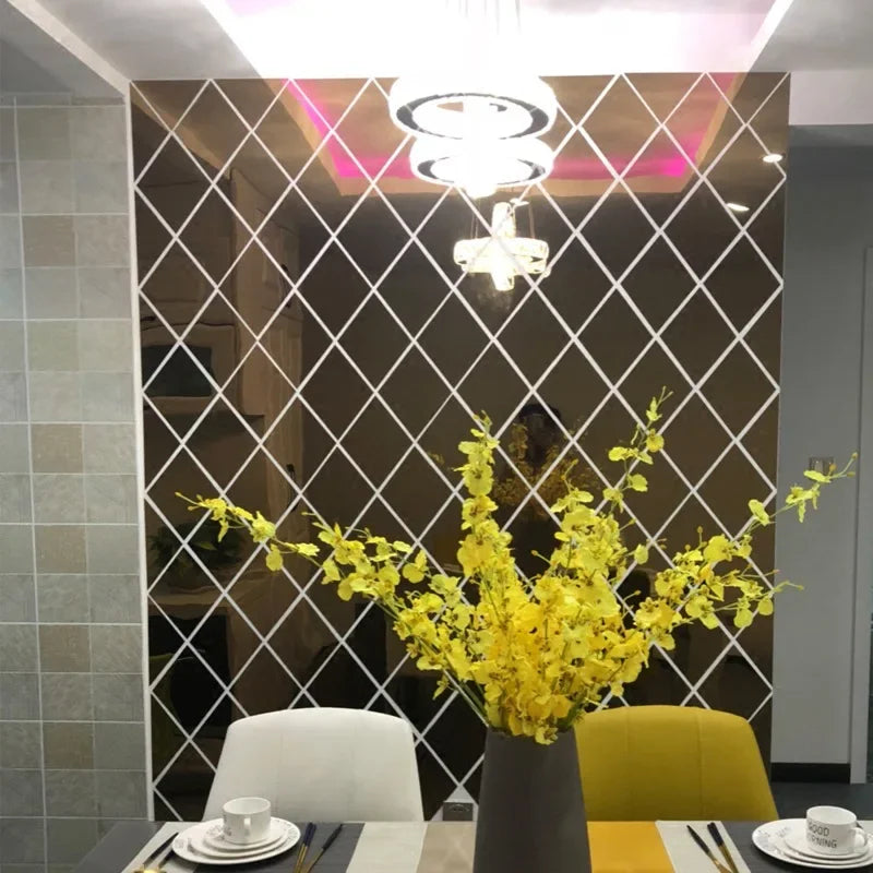 Espelho 3D Acrílico Auto-Adesivo para Decoração de Parede