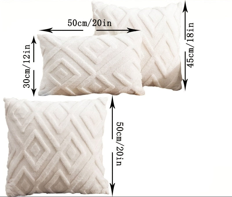 Conjunto de 2 capas de almofada de pelúcia sintética, luxuosa capa de almofada decorativa listrada macia e confortável, decoração de casa para feriados, decoração de almofada de cama para quarto