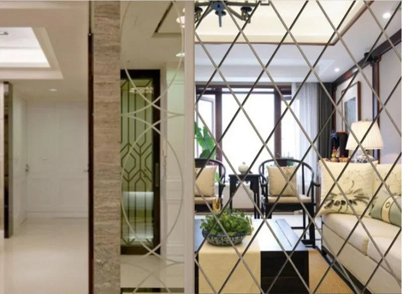 Espelho 3D Acrílico Auto-Adesivo para Decoração de Parede