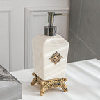 Conjunto de Acessórios de Banho Minimalista de Luxo Leve W003: Frasco de Gel de Banho e Sabonete Líquido com Design Criativo de Rachaduras de Gelo em Cerâmica, Porta-Escova de Dentes e Acessório Único para Banheiro de Hotel ou Casa