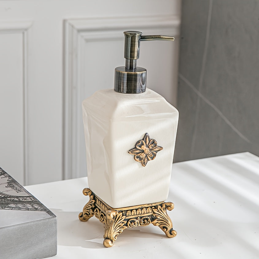 Conjunto de Acessórios de Banho Minimalista de Luxo Leve W003: Frasco de Gel de Banho e Sabonete Líquido com Design Criativo de Rachaduras de Gelo em Cerâmica, Porta-Escova de Dentes e Acessório Único para Banheiro de Hotel ou Casa