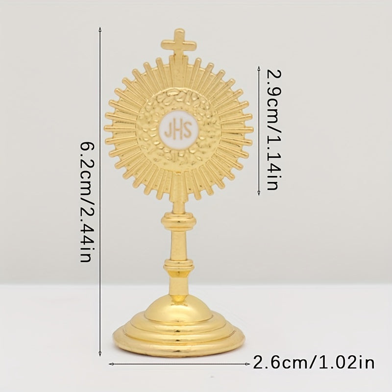 Vintage Golden Metal Religious Ornament - Miniature Chalice with Cross Design, Perfect for DIY Photography Props & Living Room Decor - Unique Gift Idea for Christmas, New Year, or Graduation,halloween