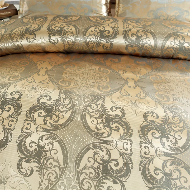 3 peças, conjunto de capa de edredom de cetim jacquard estilo europeu, conjunto de três peças, uma capa de edredom e um par de fronhas, sem núcleo interno.