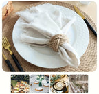 Conjunto de 8 anéis de toalha de linho trançado, anel de toalha de juta trançado à mão em forma de flor, adequado para mesa de jantar, anel de toalha náutico, decoração de mesa, festa, banquete, casamento, aniversário