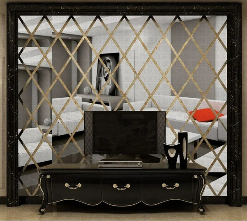 Espelho 3D Acrílico Auto-Adesivo para Decoração de Parede