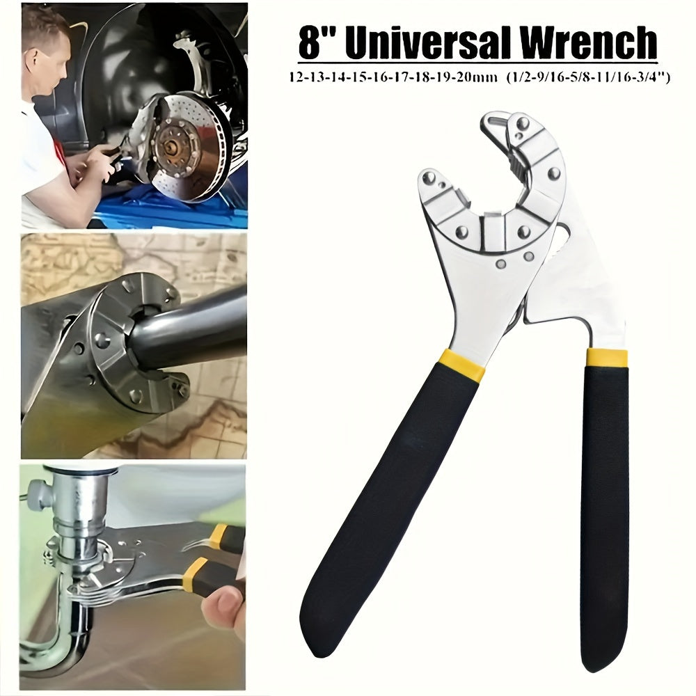 A Single Piece of a Magic Wrench, a Multifunctional Adjustable Torque Open-End Wrench, Featuring a Hexagonal Grip And a Curved Anti-Slip Handle, Suitable for Projects And Repairs in Electrical Work, Machinery, Motorcycles, Bicycles