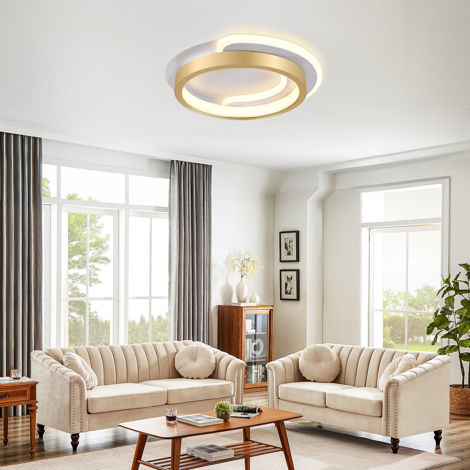 Ceiling Lamp, Modern Adjustable 23W Plafon Light, Strong And Economical Bivolt 110-265V Bedroom Lamp, Modern Lighting for Living Room, Bedroom, And Kitchen, 3 in 1, Golden Color