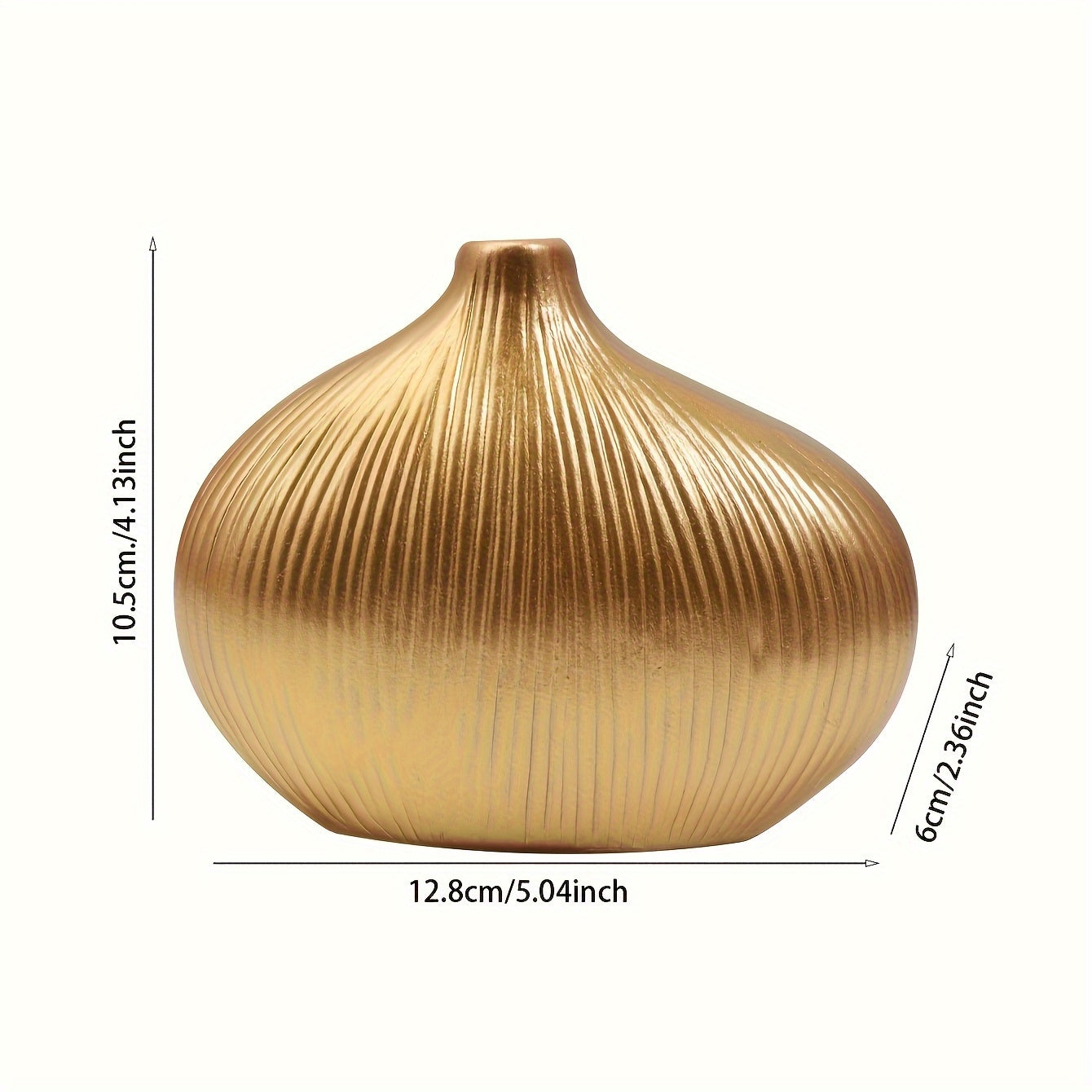 Uma Vaso de Resina Dourado às Riscas Deslumbrante, um Vaso de Flores Cilíndrico Moderno e Luxuoso, Perfeito para Decoração de Casa e Arranjos de Mesa, Não Requer Eletricidade ou Pilhas.