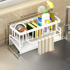 1 Conjunto de Pano de Louça de Plástico Versátil e Suporte de Esponja - Compacto, Robusto, Fácil de Limpar, Projetado para Montar em Torneiras - Ideal para Organizar e Armazenar em Cozinhas e Casas de Banho