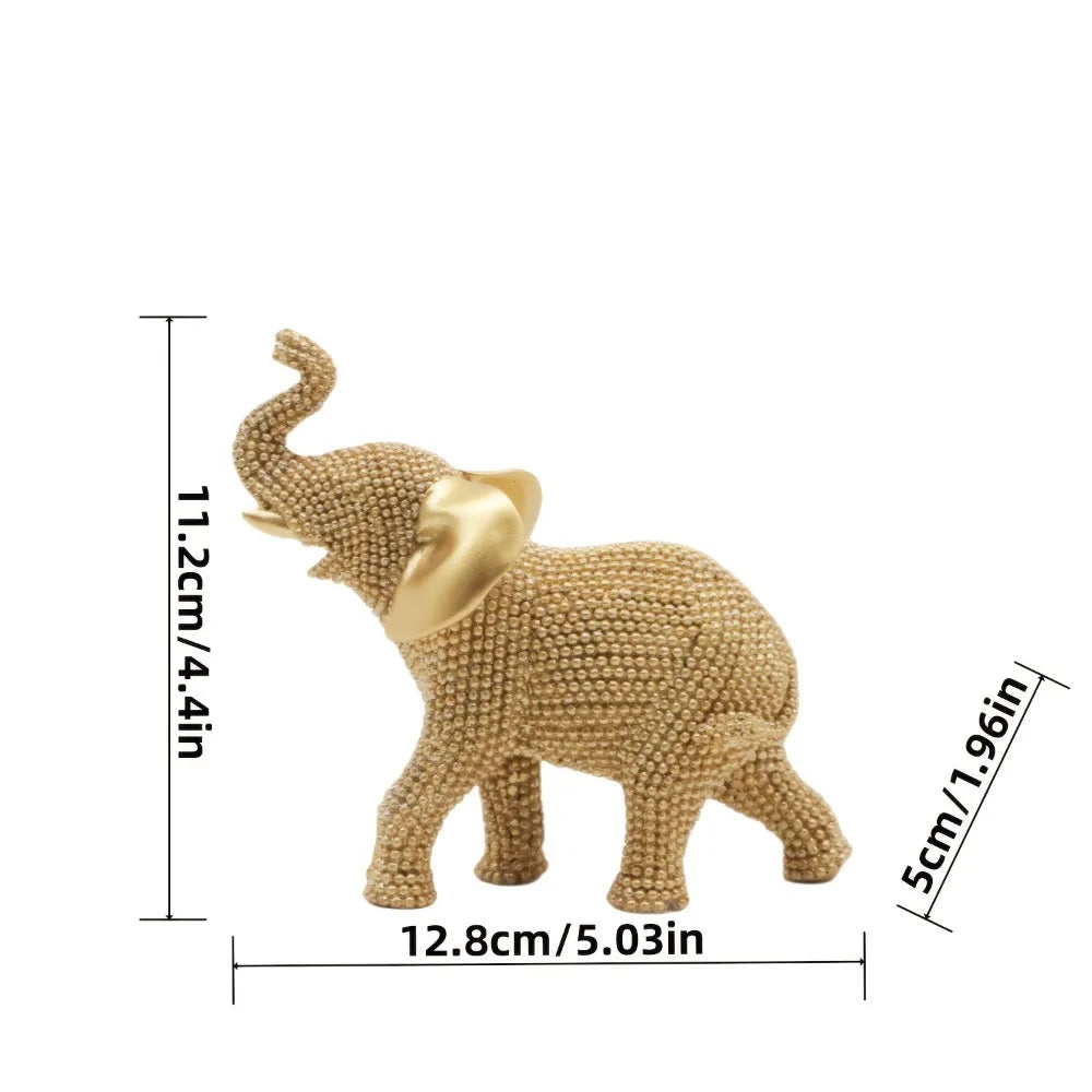 Estatueta de Elefante Dourado em Resina