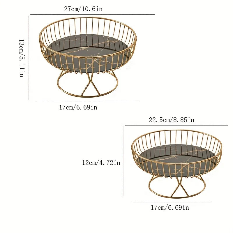 Fruteira em Metal com Design Geométrico