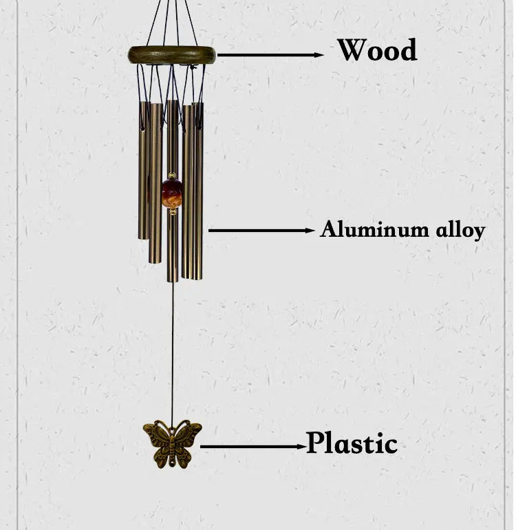 Sino dos Ventos 5 Tubos com Pingente Decorativo