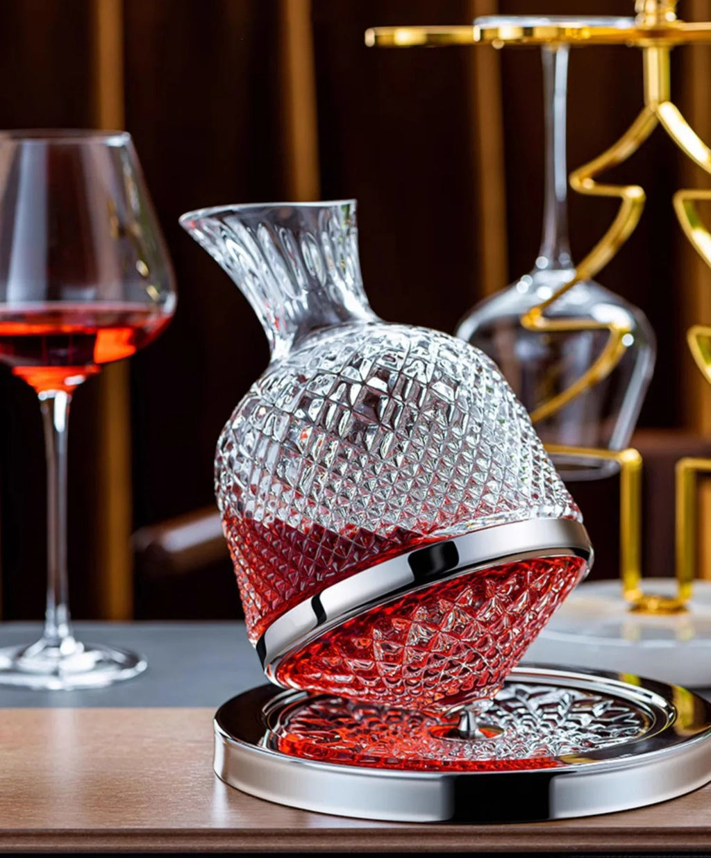 Decantador de Vinho Cristal Giratório 360°