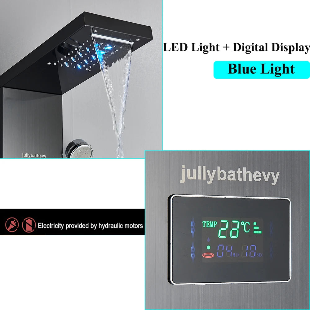 Painel de Chuveiro LED com Massagem e Display Digital
