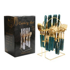 Conjunto de Talheres de Aço Inoxidável Luxo 24 Peças