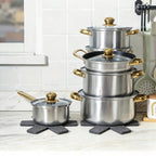 14 Peças Conjunto de Frigideira Preta com Protetores de Panela - Resistente ao Calor, Adequado para Vários Tamanhos de Protetores de Panela para Todos os Fogões, Protetores de Panela Profissional para Frituras e Salteados