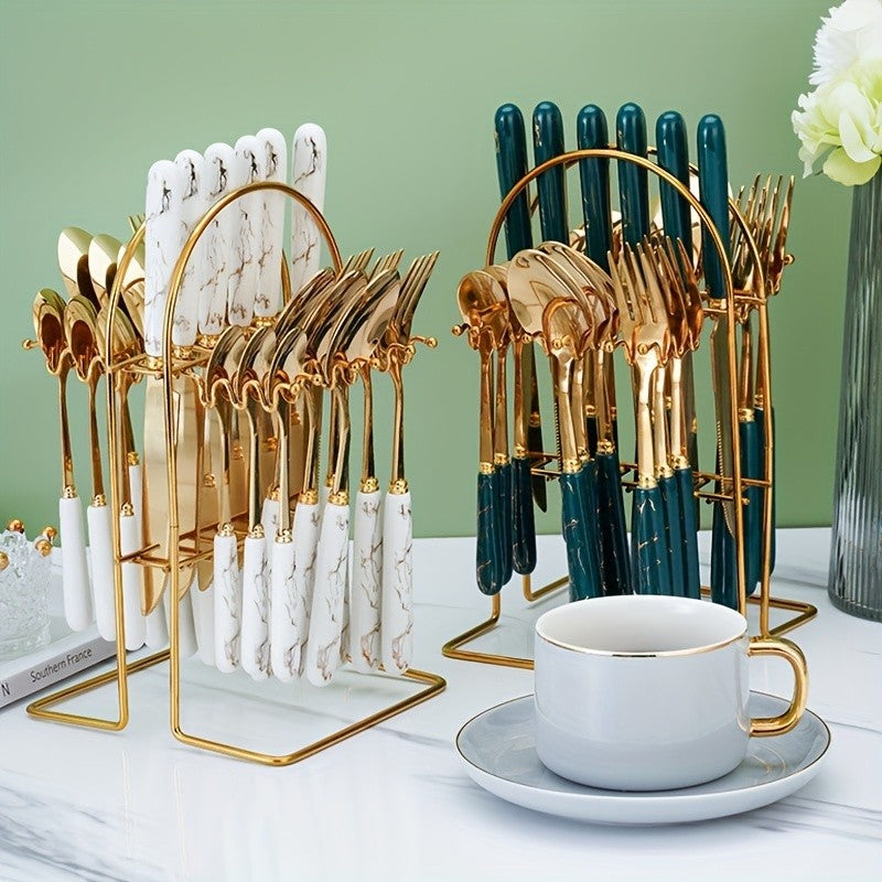 24-Piece Luxury Stainless Steel Cutlery Set (Spoon, Fork, Knife) – No Stand – For Home and Hotel Catering