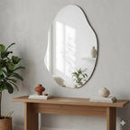Espelho Orgânico Decorativo Moderno 70x50cm Formato Irregular Estilo Pinterest Vidro Polido de Alta Qualidade Sem Distorção para Decoração de Quarto Sala Hall e Banheiro Opções de Instalação com Suporte ou Fita Dupla Face Design Contemporâneo Luxo Resistente e Versátil Lopazzi Home Decor