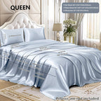 3/4 Peças de Lençol de Cetim - Cobertor de Cama Macio e Respirável, Luxuoso, Adequado para Quarto, Ajustável a Camas, Opções de Cores Múltiplas (Lençol, Cobertor Ajustável e Fronhas)