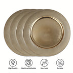 4/6/8 Peças de Jogos Americanos Redondos Elegantes em Bronze - Tapetes de Mesa Metálicos Antiderrapantes Adequados para Casamento, Banquete, Festa e Decoração de Mesa de Jantar Diária - Lavagem Manual Apenas, Textura Lisa, Conjunto de Mesa (4, 6, 8 Peças)