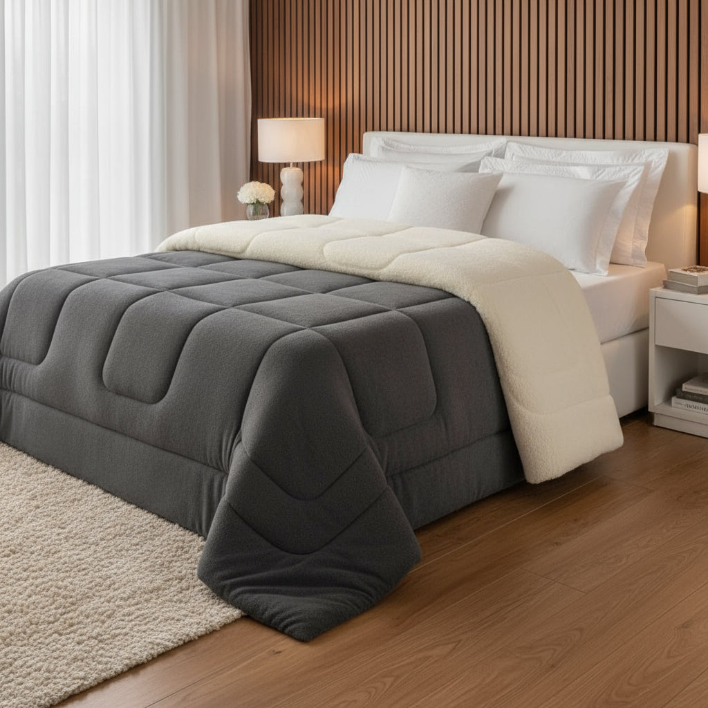 Sherpa Comforter and Duvet Set, Queen Size, Thick, Assorted Colors