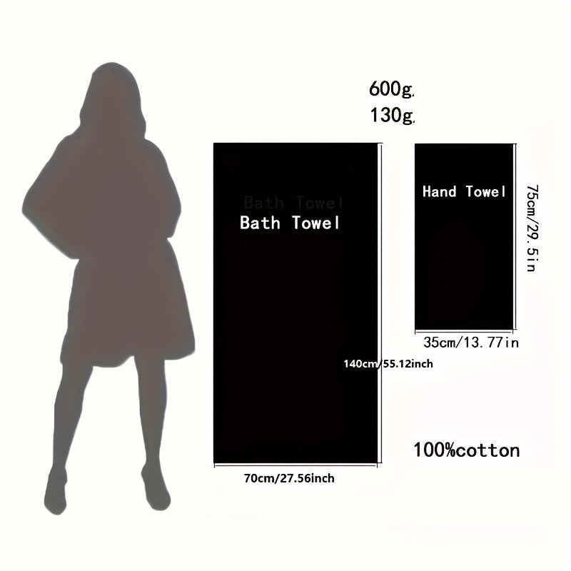 Conjunto de Toalhas de Banho de 2 Peças Premium, Toalhas de Algodão 100% Macias e Absorventes, Inodoro, Ideal para Casa, Férias, Banheiro de Casal, Presente de Natal