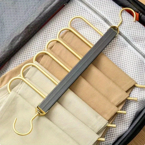 6-Layer Metal Paint Pant Hangers, Multifunctional, Space-Saving, Versatile for Closet Organization, Suitable for Pants, Jeans, Scarves, Wardrobes, And Bedroom Storage