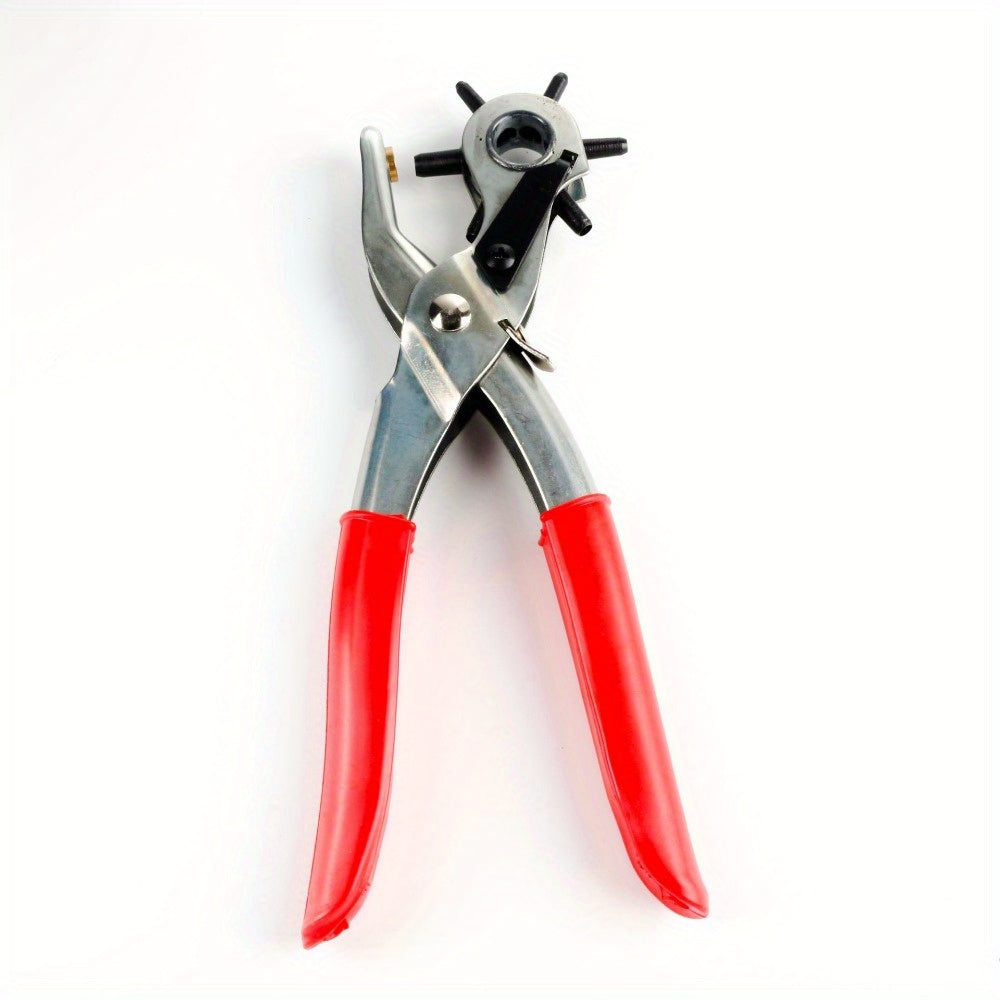 Heavy-Duty Rotary Leather Hole Punch with Ergonomic Handle And Multi-Size Punch Kit - Manual Lever Mechanism for Precise Round/Square/Rectangular/Star/Heart/Clover Holes - Suitable for Belts, Watch Bands, Leather Crafts