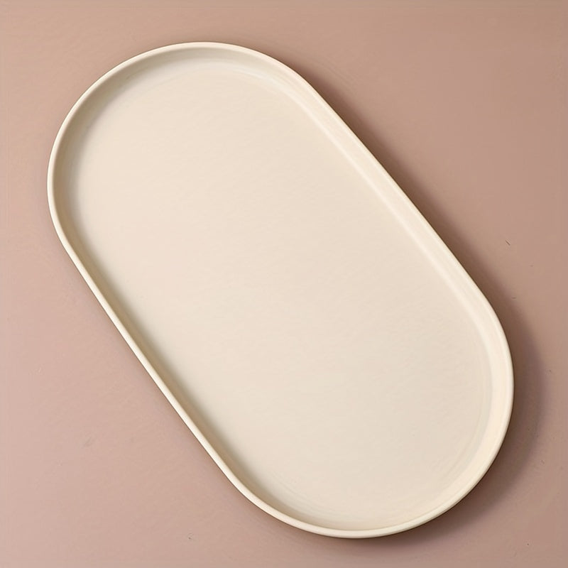Prato de Jantar Oval Elegante - Montagem Não Necessária, Bege/Branco, para Jantares Formais e Informais, Chá da Tarde, Piqueniques, Festas - Prato de Servir Durável para Casa, Catering, Eventos, Essenciais para Piquenique, Louça Minimalista, Acabamento de Superfície Lisa Sinterklaas