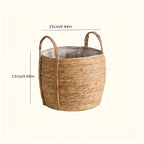 Cesto de Flores Redondo Grande em Seagrass Tecido à Mão Estilo Boho Chic - Decoração para Interior/Exterior, Perfeito para Casa & Jardim