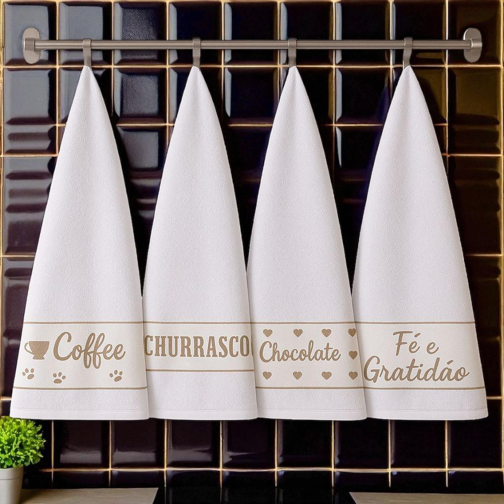 Kit 4 Decorative Plate Wall Art Words 45X65Cm 100%Terry