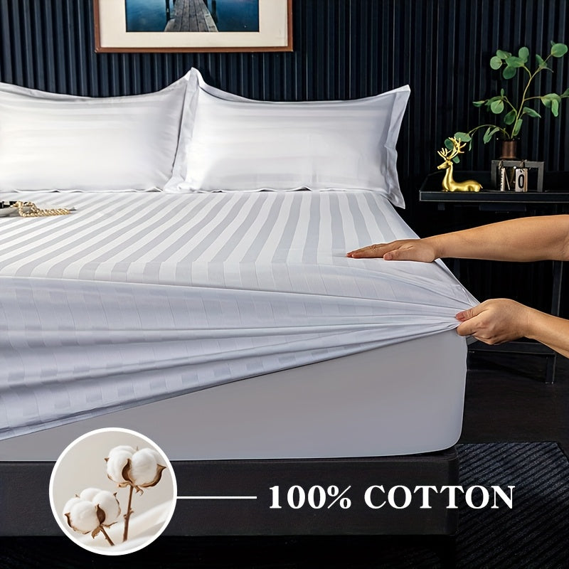 Conjunto de Lençol Ajustável 100% Algodão Egípcio, 3 Peças (1 Lençol Ajustável + 2 Fronhas), Capa de Colchão, Design com Bolso Profundo de 40cm, 500 Fios, Ideal para Quarto, Hotel de Luxo, Quarto de Hóspedes