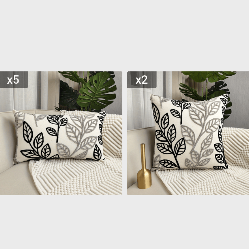 Capa de almofada de lançamento com bordado de folha para decoração de sofá, quarto e casa, sem enchimento de almofada