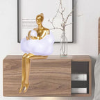 Estatueta de Resina Dourada e Branca do Pensador - Escultura Elegante Abstrata da Mulher Lendo com Perdas em Ouro, Decoração Minimalista Temática Livros para Casa, Gabinete ou Estante – Peças Duráveis Embrulhadas como Presente (Douro/Branco) Para Aniversário Formatura Mudança De CASA Acento Moderno. Artesanato Abstractivo Sala Prateleirar Escritório. Enfeite Stylish Dorado Exposição Todo-Anual Ornamento Manufaturadamente Feito Por Amantes Do Libre