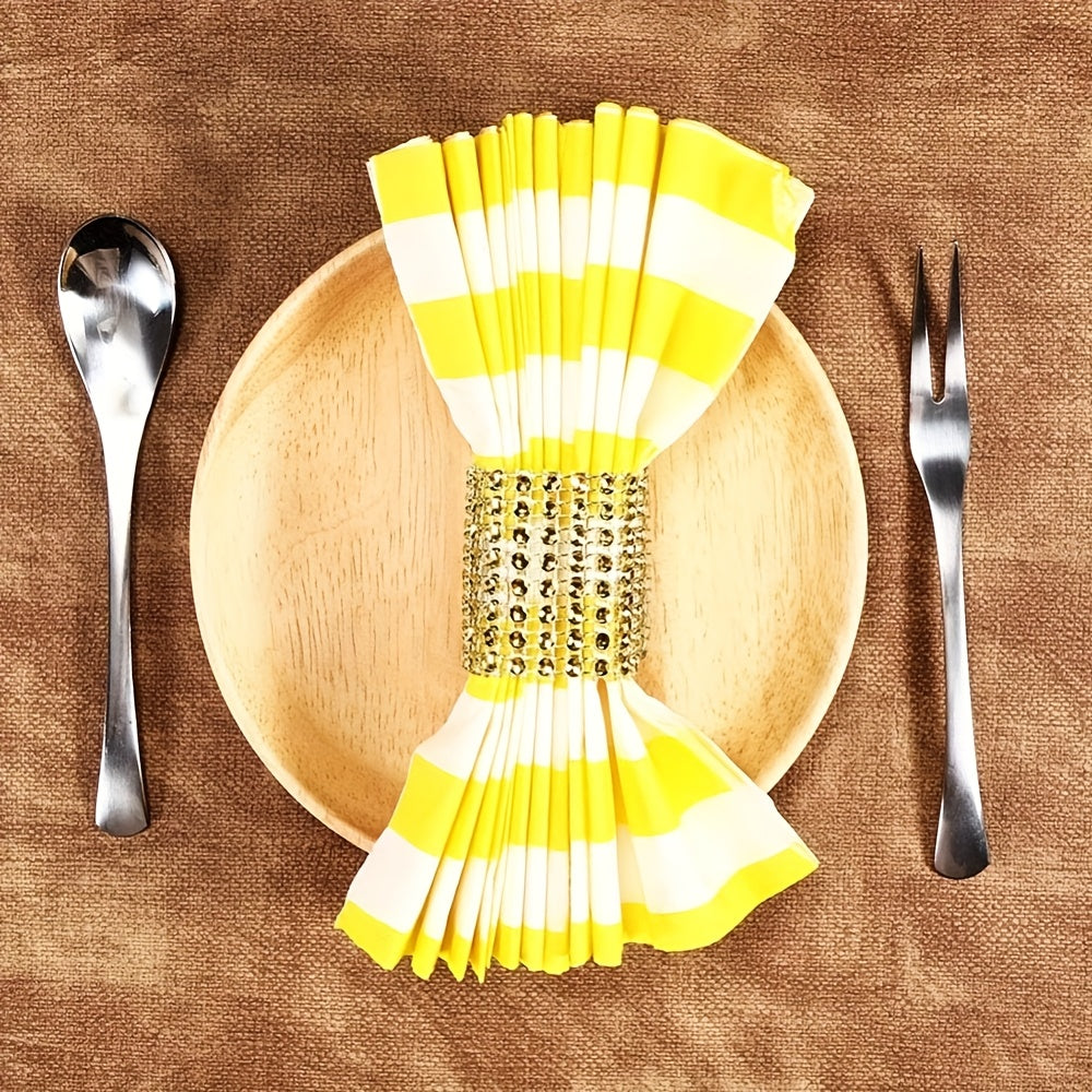 10pcs Fivela de Guardanapo Elegante com Strass, Anel de Guardanapo Dourado Brilhante, para Decoração de Mesa de Jantar, Decoração DIY de Jantar de Casamento, Suprimentos de Festa, Decoração Delicada e Simples, Decorações de Natal, Decoração de Casa