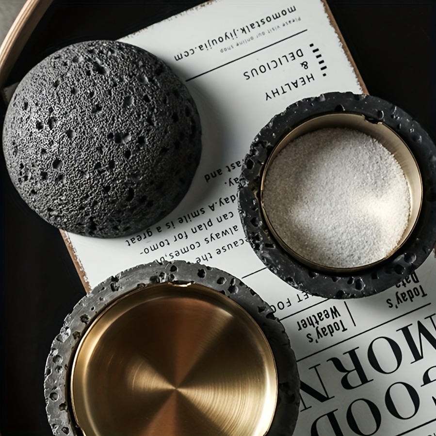 Nordic Industrial Minimalist Concrete Ashtray, Artisan-Made Natural Texture, Removable Stainless Steel Bowl & Anti-Fly Ash Lid - Easy Clean, Durable Outdoor/Indoor Decor for Living Room, Bar, Office - Ideal Father's Day, Christmas, Housewarming Gift