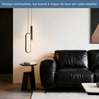 Modern Oval Pendant Light, 20W Adjustable Height LED Chandelier, 3-in-1 Dimmable LED with 100cm Adjustable Cord for Living Room, Bedroom, and Kitchen, Black