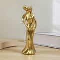 1 Peça Escultura Contemporânea de Resina "Abraço do Amor" - Figurino Artístico Elegante em Dourado, Branco e Preto para Decoração da Casa, Estante, Sala ou Gabinete no Natal, Halloween, Outono. Colecionável