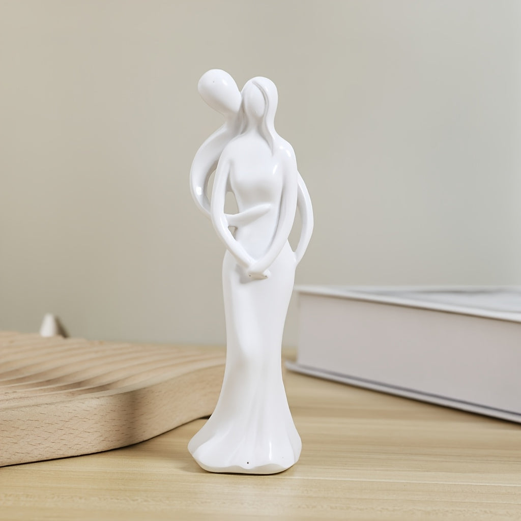 1 Peça Escultura Contemporânea de Resina "Abraço do Amor" - Figurino Artístico Elegante em Dourado, Branco e Preto para Decoração da Casa, Estante, Sala ou Gabinete no Natal, Halloween, Outono. Colecionável