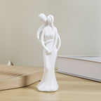 1 Peça Escultura Contemporânea de Resina "Abraço do Amor" - Figurino Artístico Elegante em Dourado, Branco e Preto para Decoração da Casa, Estante, Sala ou Gabinete no Natal, Halloween, Outono. Colecionável