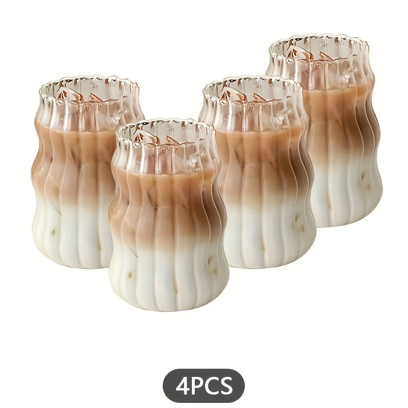 KEMORELA 4/6 unidades, Copo de Bebida com Formato Único de 17OZ, Caneca de Água Transparente Ondulada, Canecas de Café Gelado, Recipientes de Bebida Adoráveis, Utensílios de Bebida Sazonais, Produtos de Cozinha Domésticos 500ML