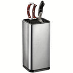 1pc Sleek Stainless Steel  Holder with Wooden Handle - Single Slot, Kitchen Rack for Knives & Cutting Boards, Durable Plastic Construction