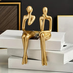Conjunto de 3 peças, Estatueta de Resina Dourada, Arte Decorativa em Resina, Decoração de Interiores, Adições para a Casa, Decoração Temática, Ornamento de Mesa, Acento de Mesa de Varanda, Decoração de Estante de Livros e Suporte de Vinho para Escritório