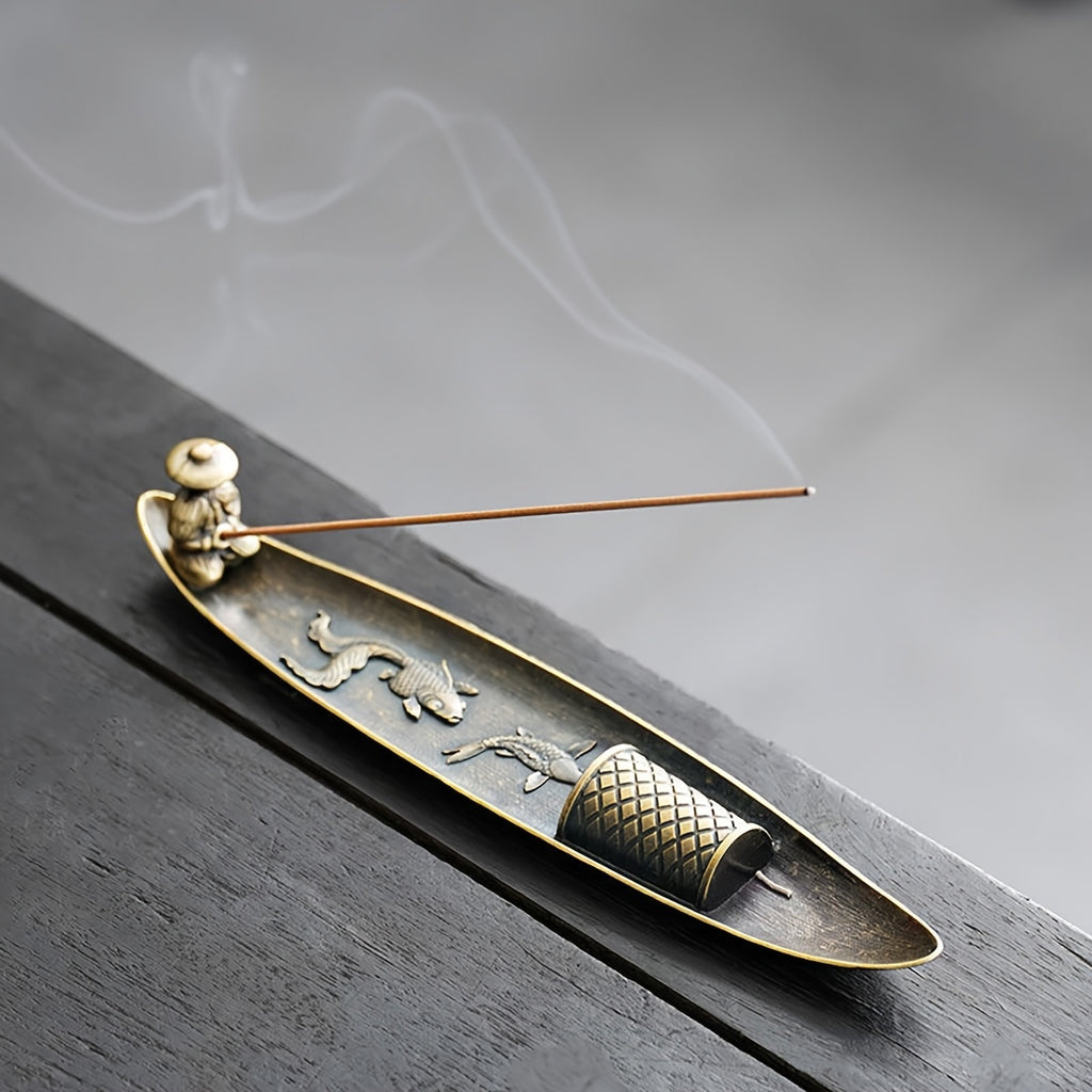 1 Suporte de Incenso Vintage em Forma de Peixe - Queimador Zen e Meditação Artesanal para Decoração de Casa, Sem Necessidade de Eletricidade, Perfeito para Natal, Halloween, Páscoa, Hanukkah, Ação de Graças, Acessórios de Relaxamento | Trabalho Artístico em Metal | Design Intricado em Metal, Suporte de Incenso