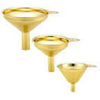 Conjunto de Funil de Aço Inoxidável Banhado a Ouro para Óleos Essenciais, Especiarias, Líquidos, Utensílios de Cozinha, Embalagem de Grau Alimentício, Funil Portátil