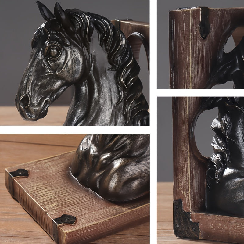 Aparador de Livros Cavalo em Resina Decorativa