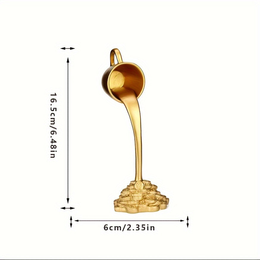 Figura Decorativa de Xícara de Café com Moeda Dourada - Enfeite Temático de Amor em Resina, Ideal para Diversos Tipos de Ambientes, Uso Apenas Interno, Acessórios para Cafeteria, Perfeito para Natal, Decorações de Halloween, Decoração de Outono, Figuras Colecionáveis